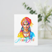 Gelukkige Holi Vrouw Briefkaart
