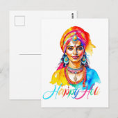 Gelukkige Holi Vrouw Briefkaart
