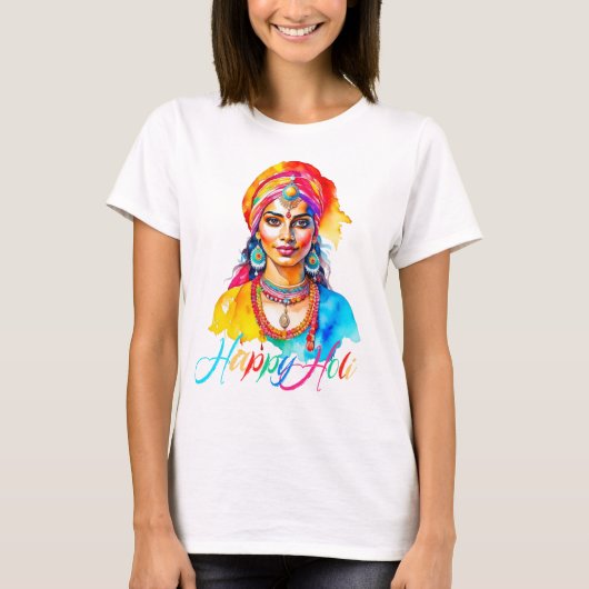 Gelukkige Holi Vrouw T-shirt (Voorkant)