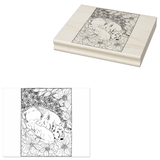 Gelukkige Holle Duitse Herder Rubberstempel (Gestempeld)