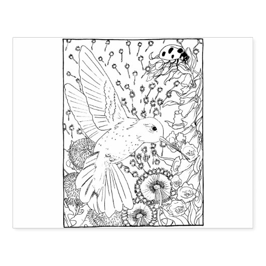 Gelukkige Holle kolibrie Rubberstempel (Afrduk)