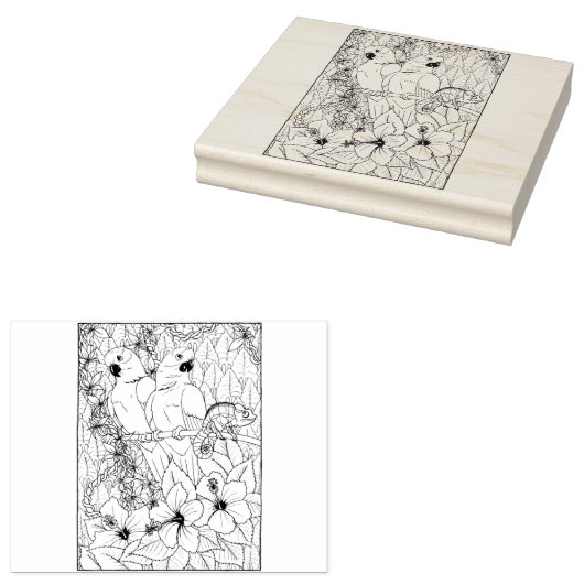 Gelukkige Holle Papegaaien Rubberstempel (Gestempeld)