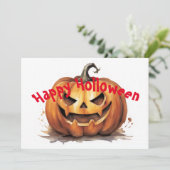 GELUKKIGE HOLLOWEEN - Halloween pompoen Feestdagenkaart (Staand voorkant)