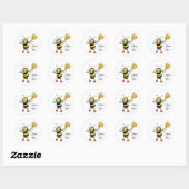 Gelukkige hommel op witte bedankje ronde sticker (Vel)