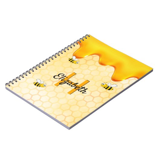 Gelukkige hommels honingraat honing druppelend notitieboek (Linkerzijde)