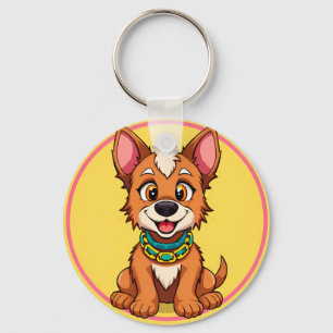 Gelukkige Hond Cartoon Illustratie Sleutelhanger