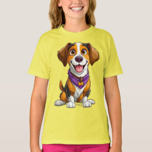 Gelukkige Hond Cartoon Illustratie T-shirt