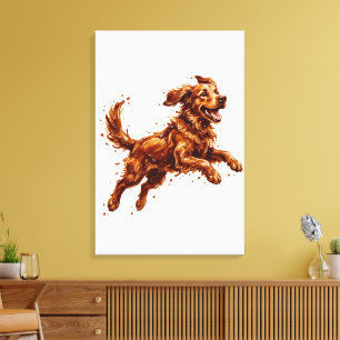Gelukkige Hond Chocolade Spetter – Grappige Chocol Canvas Afdruk