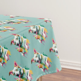 Gelukkige hond die een ijsje eet tafelkleed