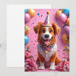 Gelukkige Hond die Verjaardag Viert Kaart