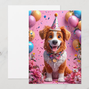 Gelukkige Hond die Verjaardag Viert Kaart