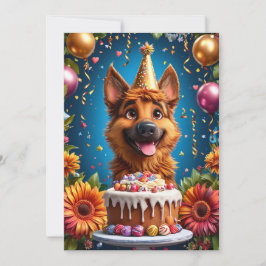 Gelukkige Hond die Verjaardag Viert Kaart