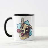 Gelukkige hond en koekje mok (Links)