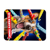 Gelukkige Hond Feest Toeters Magneet (Horizontaal)