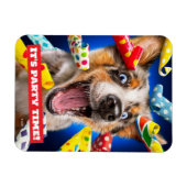 Gelukkige Hond Feest Toeters Magneet (Horizontaal)