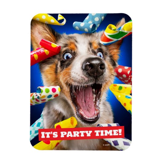 Gelukkige Hond Feest Toeters Magneet (Verticaal)