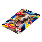Gelukkige Hond Feest Toeters Magneet (Linkerzijde)