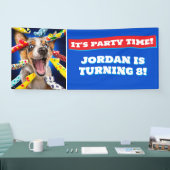 Gelukkige Hond Feest Toeters Spandoek (Beurs)