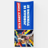 Gelukkige Hond Feest Toeters Spandoek (Verticaal)