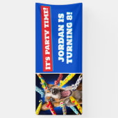 Gelukkige Hond Feest Toeters Spandoek (Verticaal)