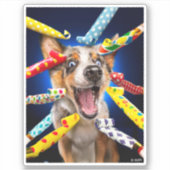Gelukkige Hond Feest Toeters Sticker (Voorkant)