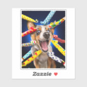 Gelukkige Hond Feest Toeters Sticker (Vel)