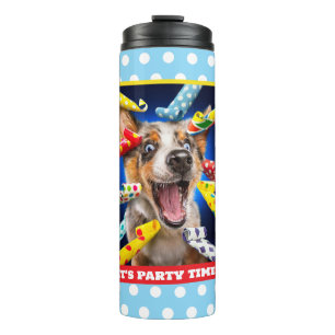 Gelukkige Hond Feest Toeters Thermosbeker