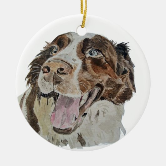 Gelukkige Hond Keramisch Ornament (Voorkant)
