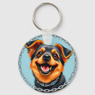 Gelukkige Hond Kleurrijke Digitale Illustratie Sleutelhanger