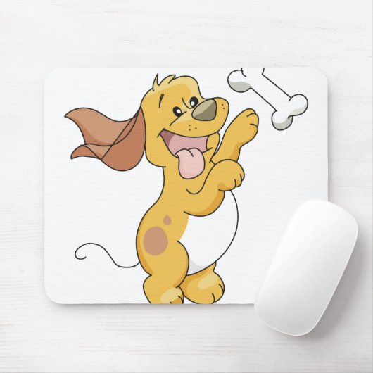 Gelukkige Hond met Been Muismat (Met muis)