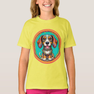 Gelukkige Hond Met Een Kleurrijke Halsband T-shirt