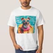 Gelukkige hond met zonnebril t-shirt (Voorkant)