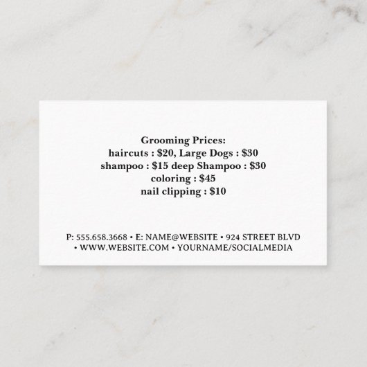 Gelukkige honden in een groep visitekaartje (Achterkant)