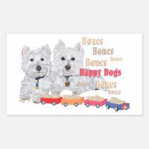 Gelukkige Honden Met Botten Rechthoekige Sticker