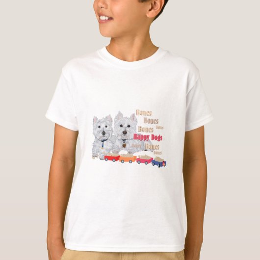 Gelukkige Honden Met Botten T-shirt (Voorkant)
