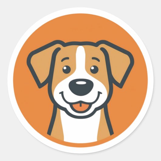 Gelukkige Hondencirkel Ronde Sticker (Voorkant)
