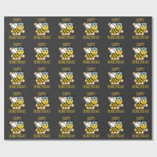 Gelukkige Honeykkah Honingbij Hanukkah Joods  Cadeaupapier