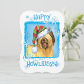 Gelukkige Howlidays Briard Feestdagenkaart (Staand voorkant)