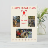 Gelukkige Howlidays Candy Canes en Twinkle Feestdagenkaart (Staand voorkant)