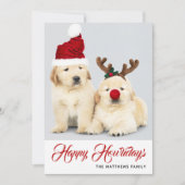 Gelukkige Howlidays Puppies Hond Kerstmis Vakantie Feestdagenkaart (Voorkant)