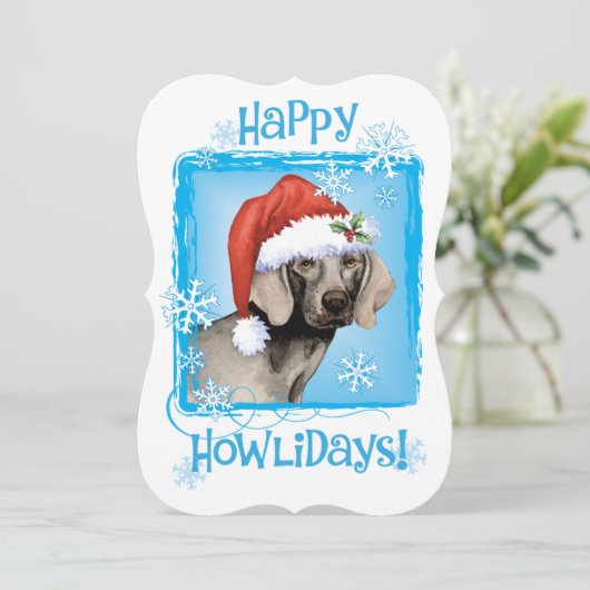 Gelukkige Howlidays Weimaraner Feestdagenkaart (Staand voorkant)
