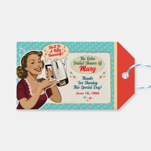 Gelukkige huisvrouw bruidsfeest receptkaart cadeaulabel (Voorkant (Horizontaal))