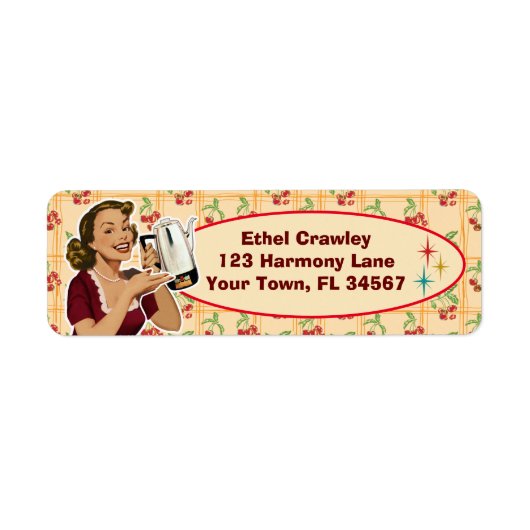 Gelukkige Huisvrouw Retouradreslabels - Kersen Ach Etiket (Voorkant)