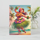 Gelukkige Hula in de Coola Dag Feestdagenkaart (Staand voorkant)