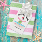 Gelukkige Huladays Flamingo Santa Tropische Kerstm Cadeaulabel