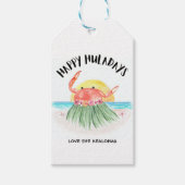 Gelukkige Huladays Krab Hawaiian Tropical Christma Cadeaulabel (Voorkant)