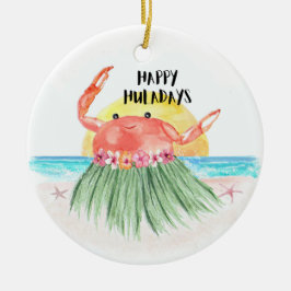 Gelukkige Huladays Krab Tropical Beach Kerstmis Keramisch Ornament