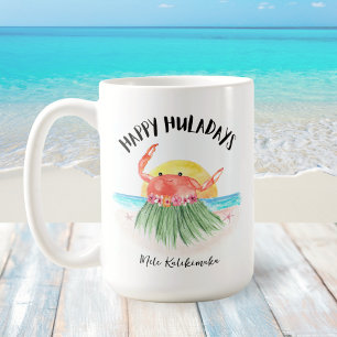 Gelukkige Huladays Krab Tropical Beach Kerstmis Koffiemok