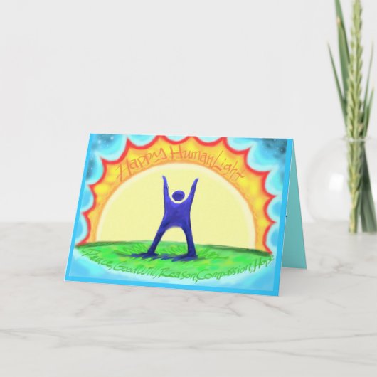 Gelukkige HumanLight! De beschrijving van HL op Feestdagen Kaart (Voorkant)