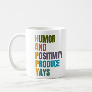 GELUKKIGE Humor en positiviteit produceren Yays Koffiemok